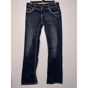 Rock And Roll Cowgirl Blue Jeans Low Rise Size 28x34 Bootcut Western